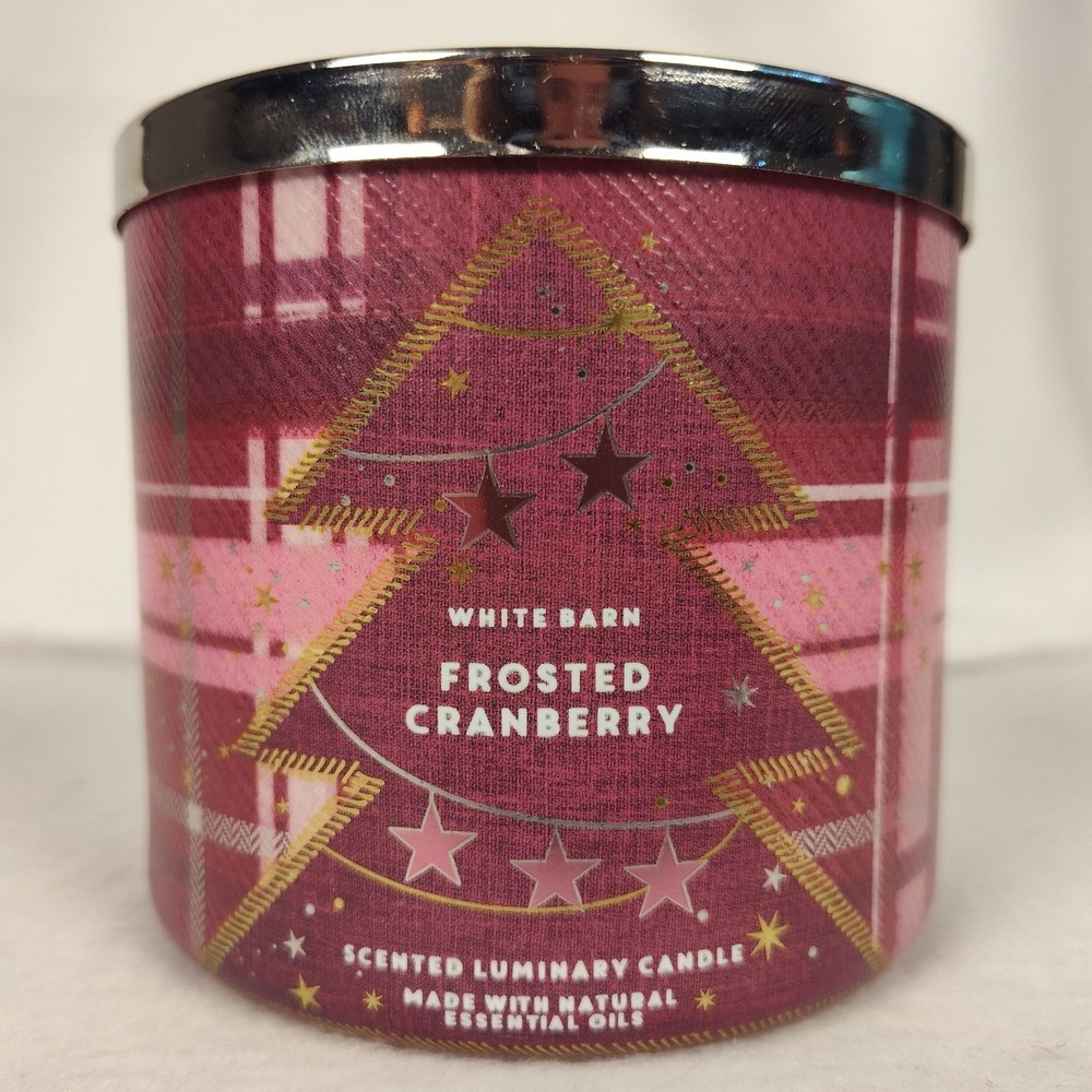 White Barn Frosted Cranberry 3-Wick Scented Luminary Holiday Candle 14.5oz